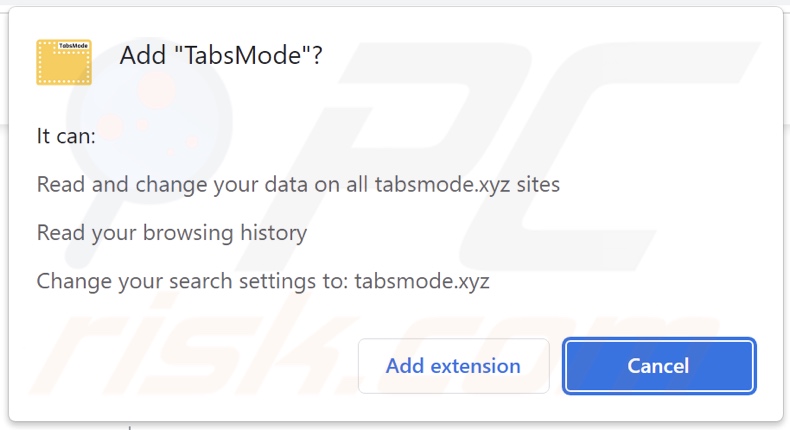TabsMode Browserentführer bittet um Genehmigungen