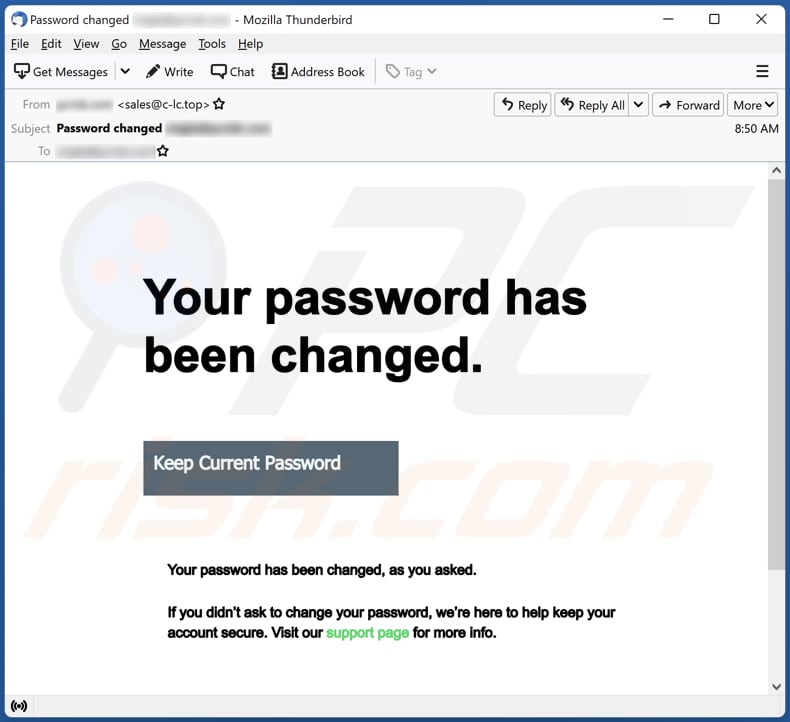 Your Password Has Been Changed E-Mail-Betrug