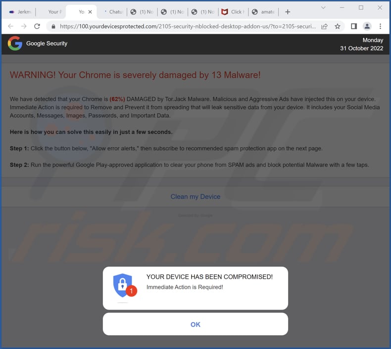 yourdevicesprotected[.]com Werbung