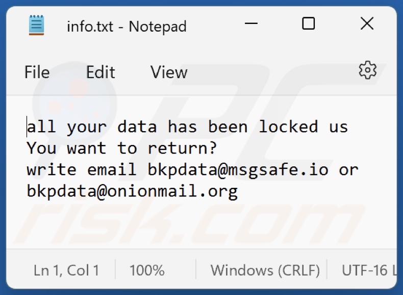 bDAT Ransomware Textdatei (info.txt)