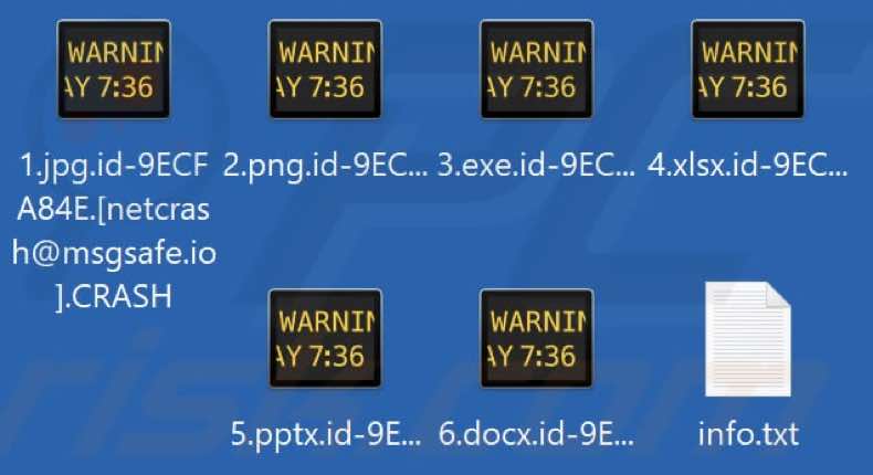 Von CRASH Ransomware verschlüsselte Dateien (.CRASH Erweiterung)