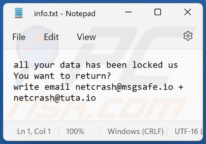 CRASH Ransomware Textdatei (info.txt)