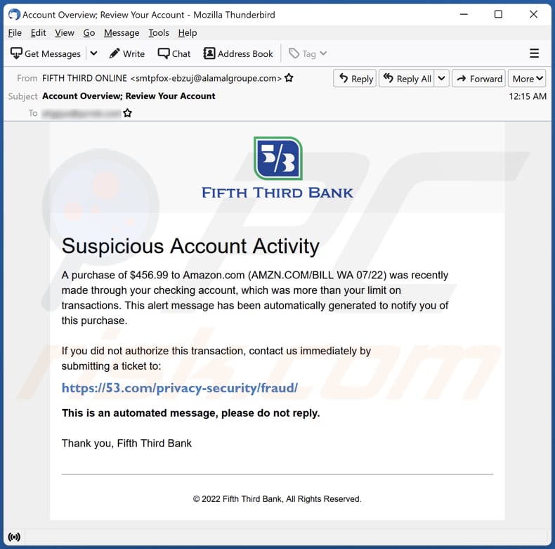 FIFTH THIRD BANK E-Mail-Spamkampagne