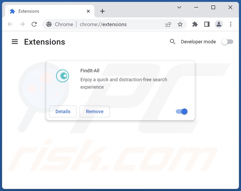 Mit find.findit-all.com verwandte Google Chrome Erweiterungen entfernen