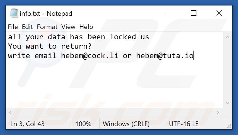 HBM Ransomware Textdatei (info.txt)