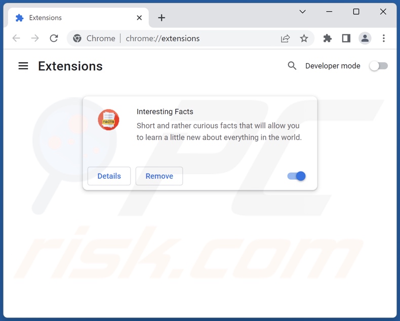 Mit search.interestfact.com verwandte Google Chrome Erweiterungen entfernen