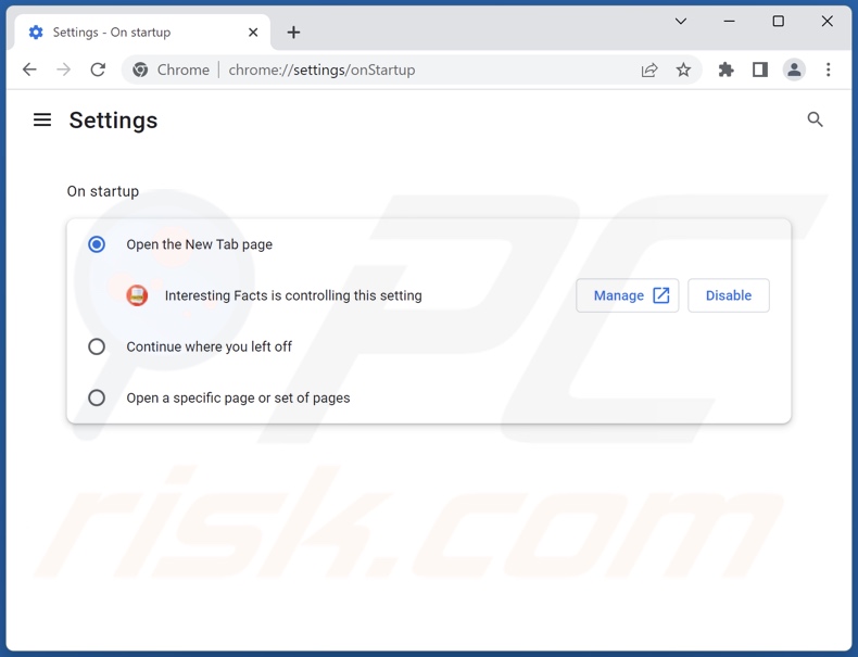 search.interestfact.com von der Google Chrome Startseite entfernen