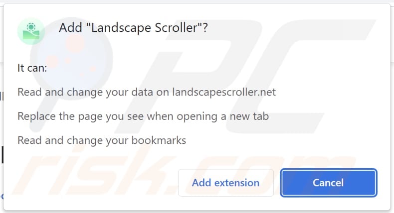 Landscape Scroller Browserentführer bittet um Genehmigungen
