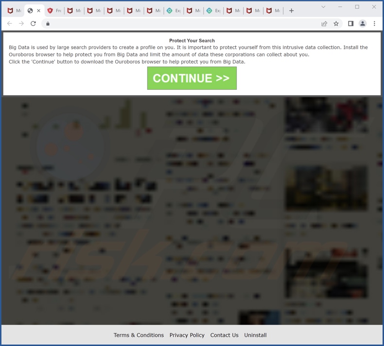 Betrügerische Seite fördert den Ouroboros Browser PUA
