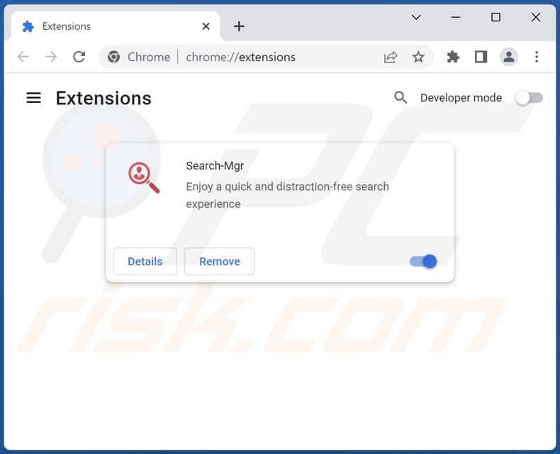 Mit searchmgr.online verwandte Google Chrome Erweiterungen entfernen
