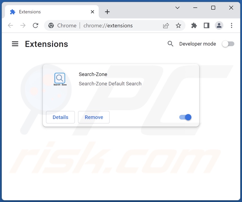 Mit searchzone.xyz verwandte Google Chrome Erweiterungen entfernen