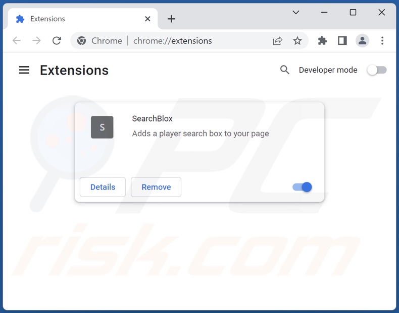 SearchBlox von Google Chrome entfernen Schritt 2