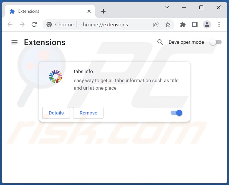 tabs info Adware von Google Chrome entfernen Schritt 2