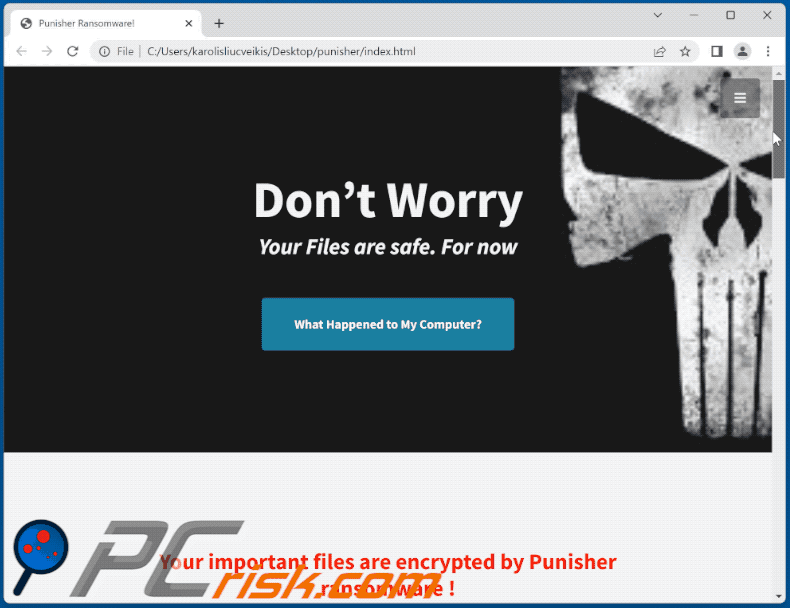 Team Punisher Ransomware Lösegeldmitteilung (HTML Datei) GIF