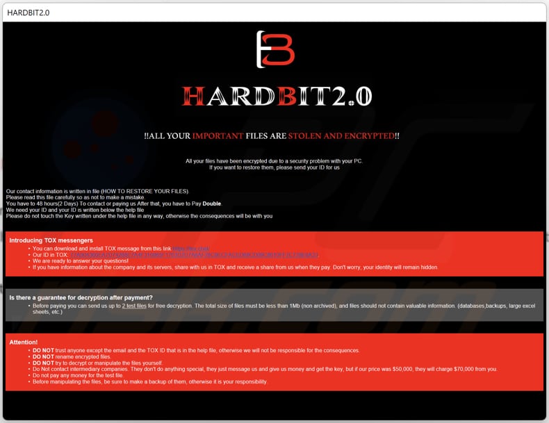 HARDBIT 2.0 Ransomware HTA Datei (Help_me_for_Decrypt.hta)