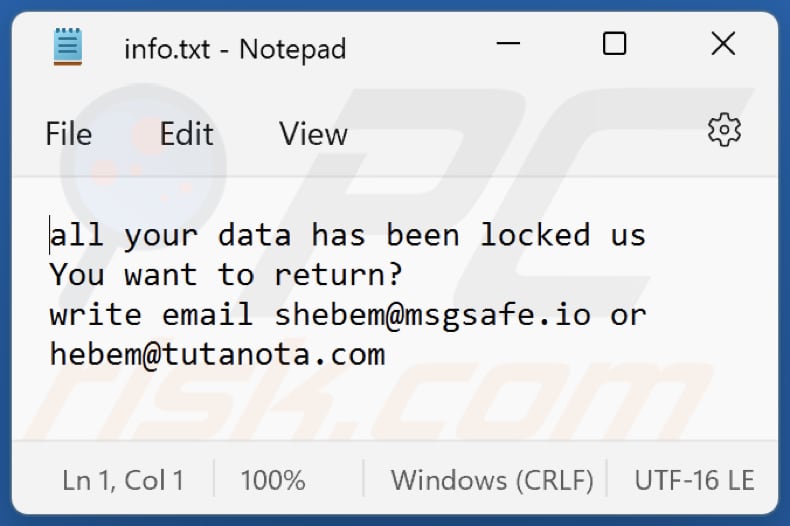 hebem Ransomware Textdatei (info.txt)