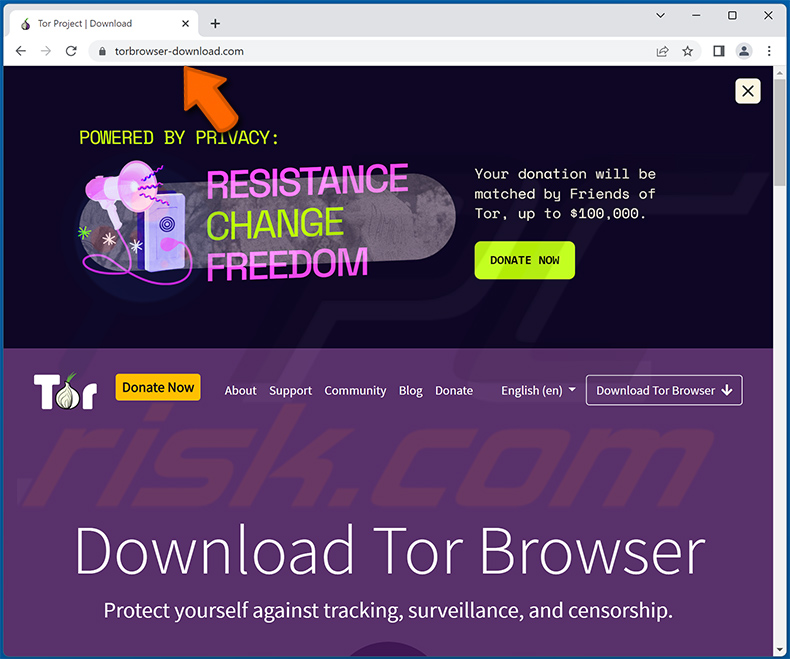 Titan Stealer-verbreitet eine gefälschte Tor Download-Webseite
