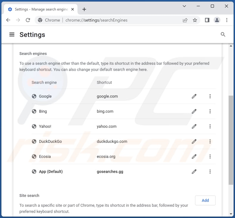 gosearches.gg oder goodsearchez.com von der Google Chrome Standardsuchmaschine entfernen