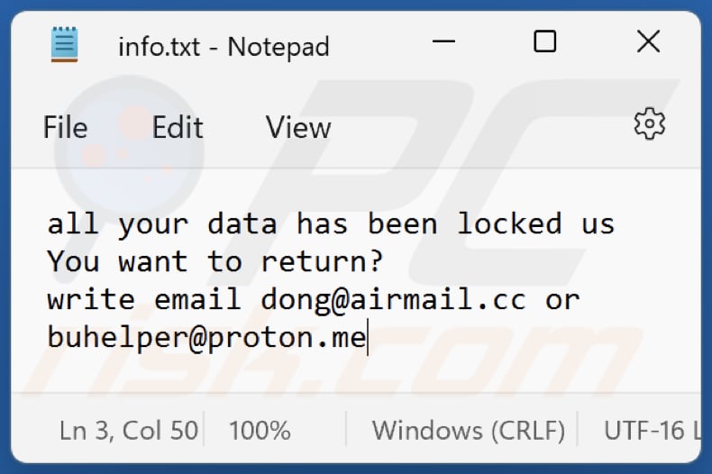 D0n Ransomware Textdatei (info.txt)