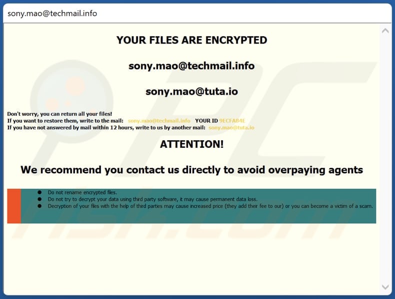 Mao Ransomware Dialogfenster