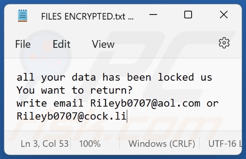 Nlb Ransomware Textdatei (FILES ENCRYPTED.txt)