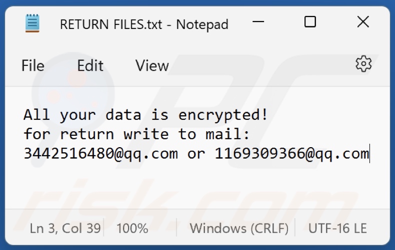 Pdf Ransomware Textdatei (RETURN FILES.txt)