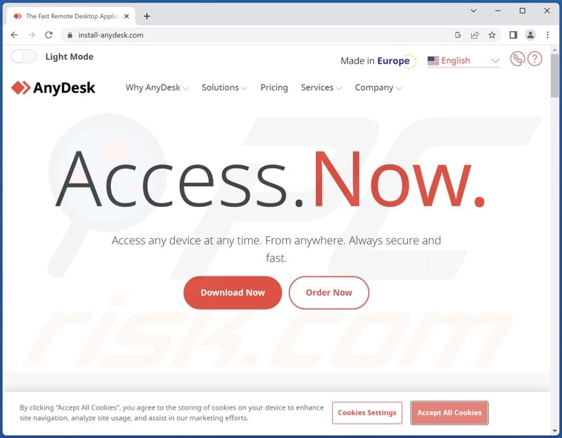 Falsche AnyDesk Webseite dördert Rhadamanthys Stealer Malware
