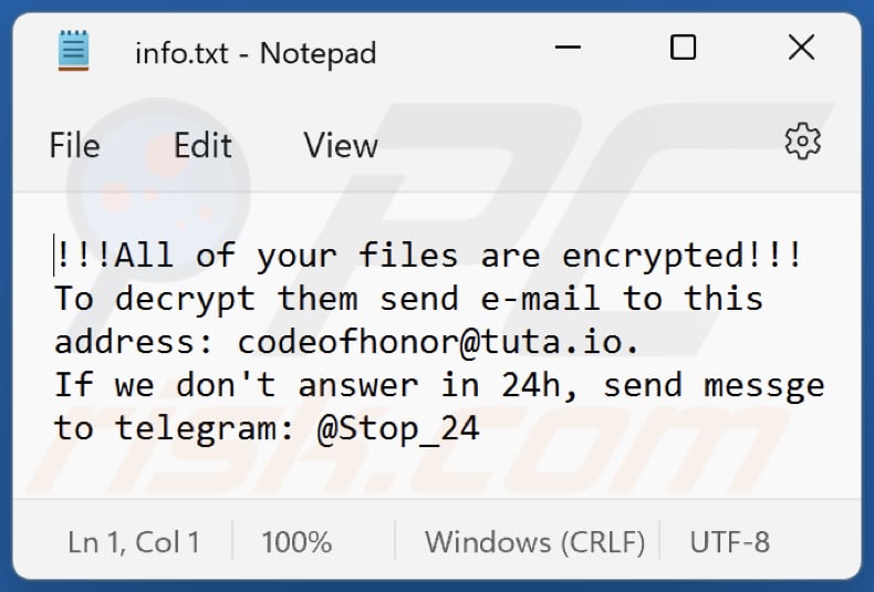 STEEL Ransomware Textdatei (info.txt)