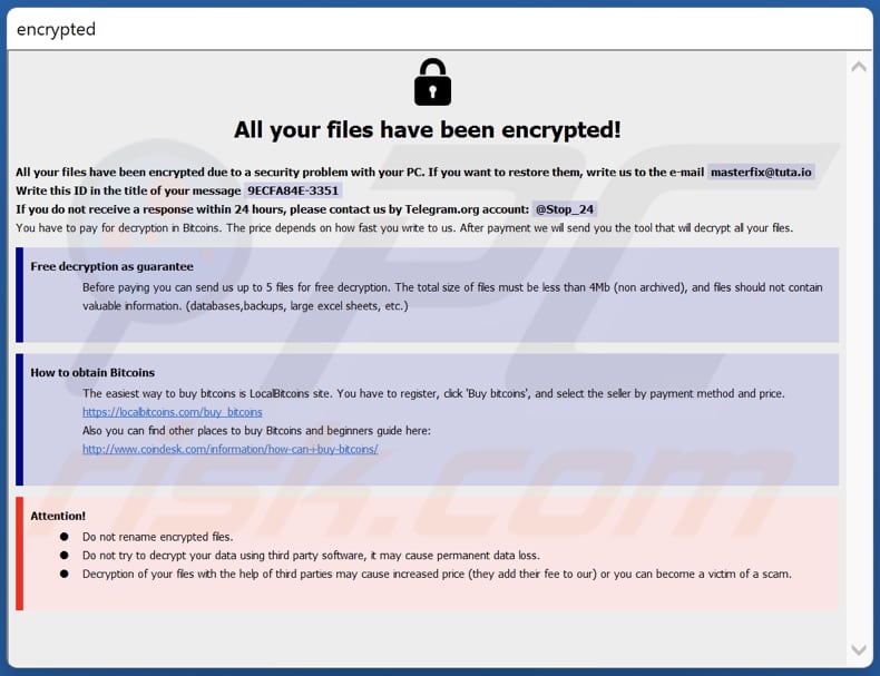 Unknown Ransomware HTA Datei (info.hta)