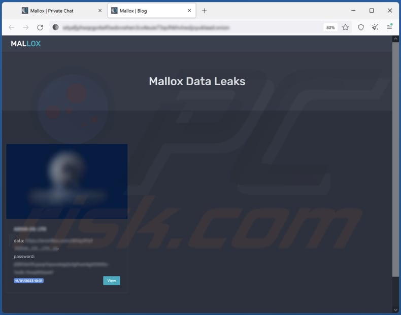 Xollam Ransomware Seite, die Daten durchsickern lässt