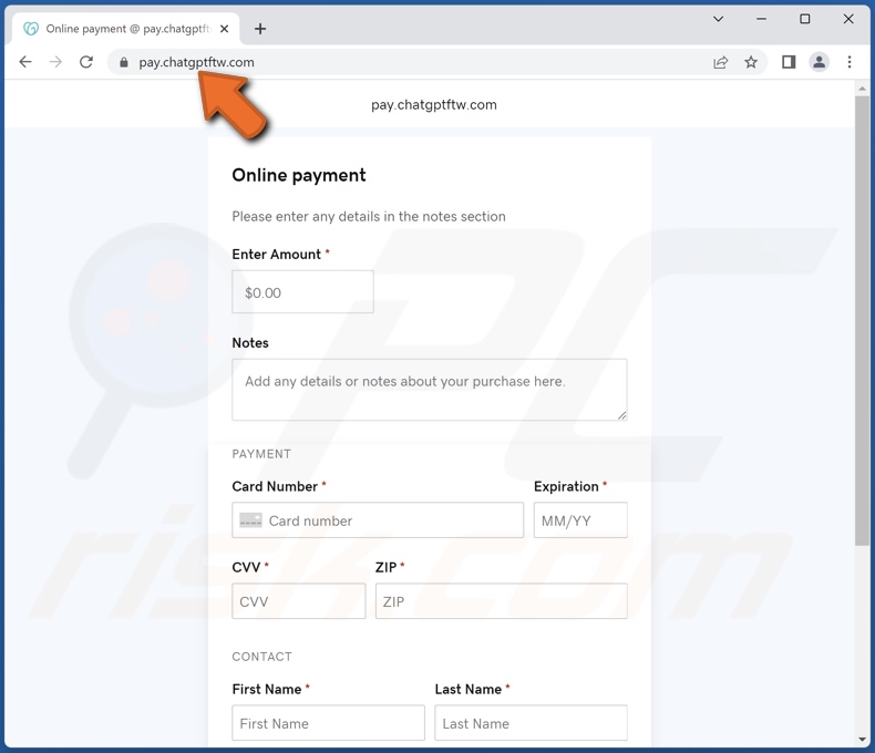 Gefälschte ChatGPT Zahlungsseite für Phishing