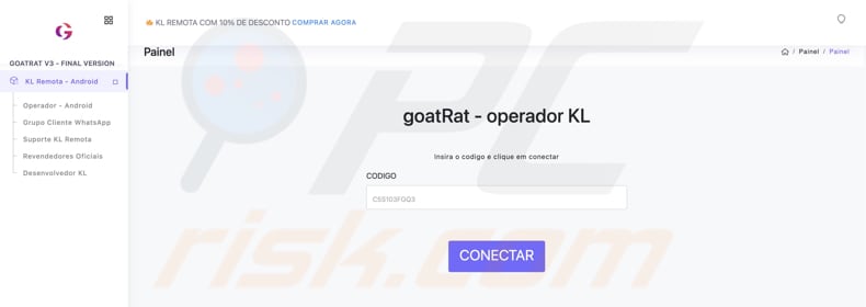 goatRat Malware Verwaltungsbereich