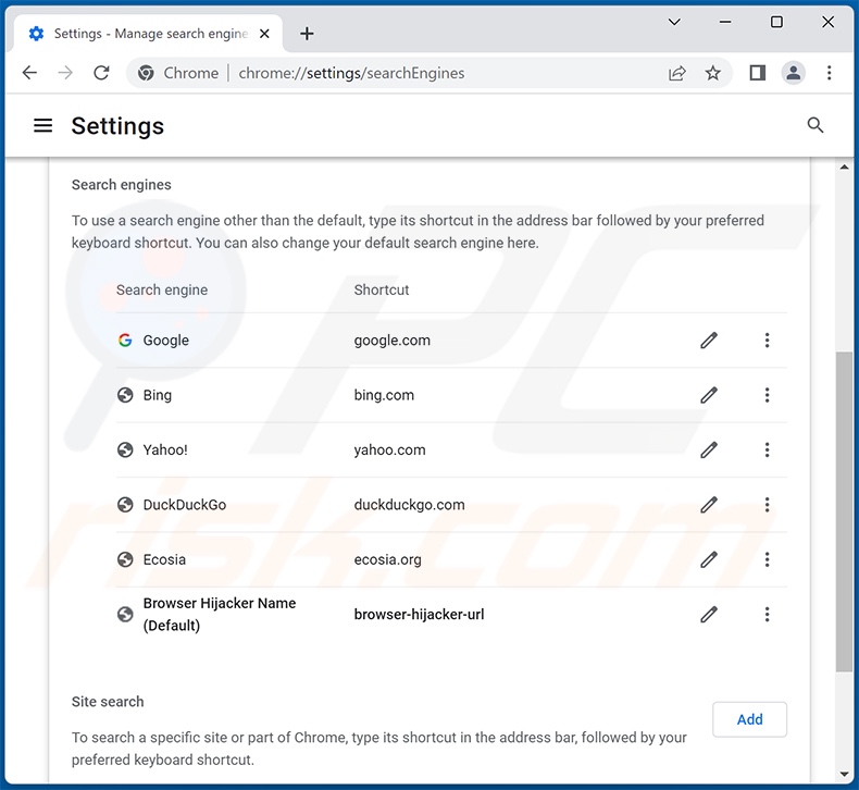 oldforeyes.com von der Google Chrome Standardsuchmaschine entfernen