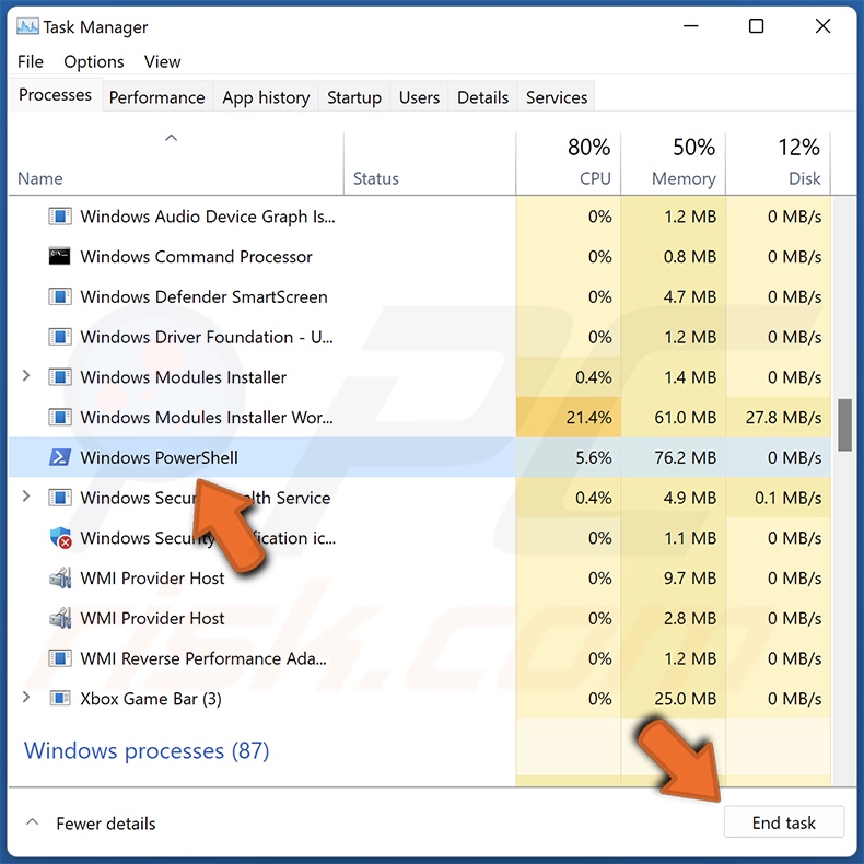 Bottle Browerentführer-Prozess im Task-Manager beenden