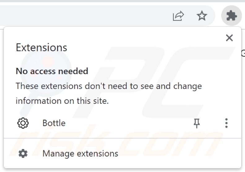 Bottle Browserentführer verweigert den Zugriff auf die Chrome Erweiterungenliste