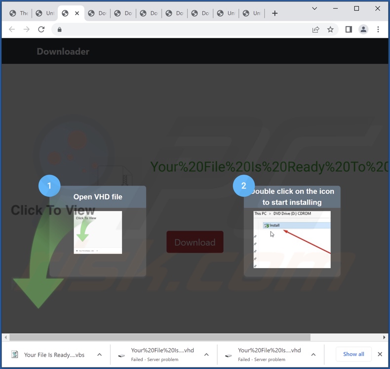 Webseite zur Förderung des Bottle Browserentführers