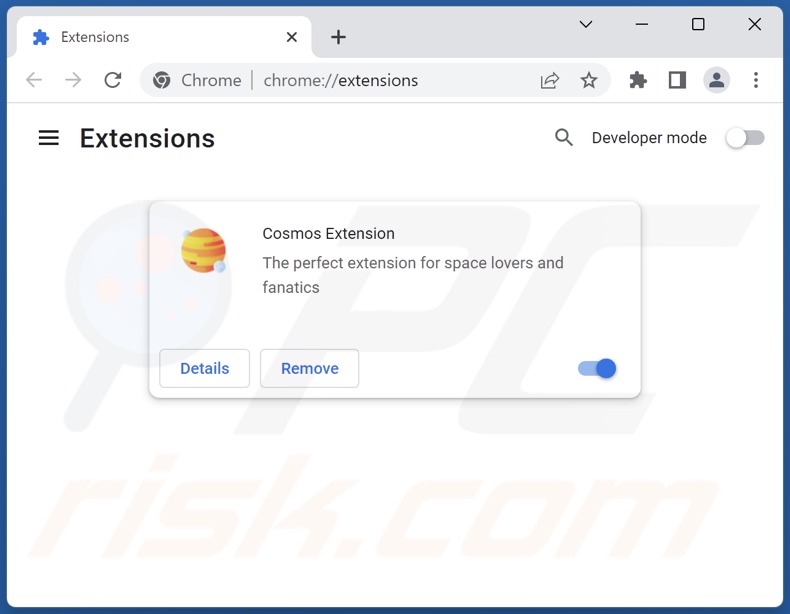 Mit cosmosextension.com verwandte Google Chrome Erweiterungen entfernen