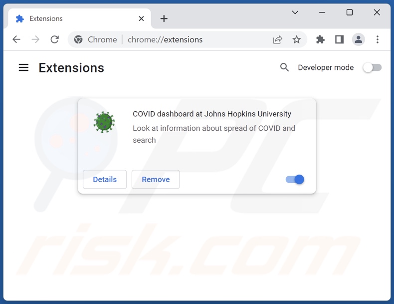 Mit COVID Dashboard verwandte Google Chrome Erweiterungen entfernen