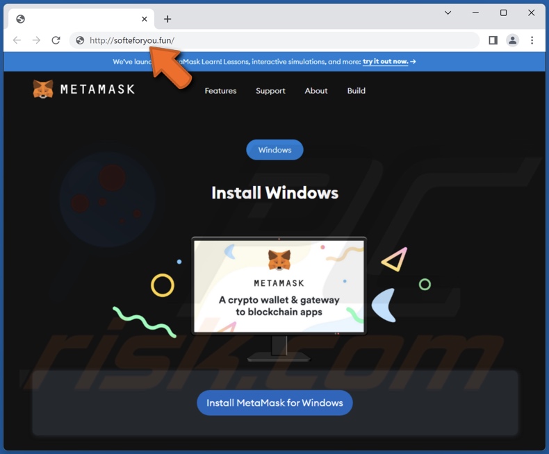 Gefälschte Kryptowährungs-Webseite (MetaMask) zur Verbreitung von ImBetter Stealer Malware