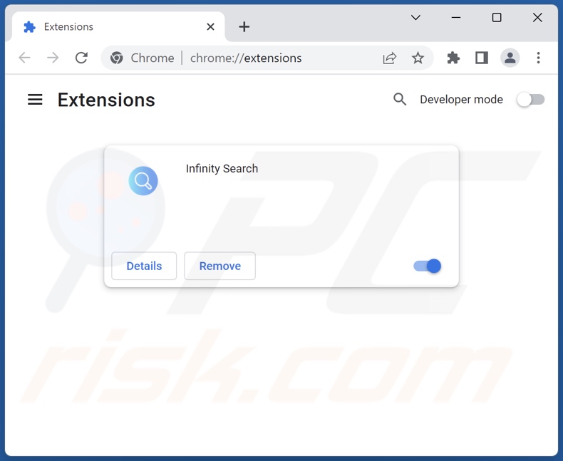 Mit search.infinity-searches.com verwandte Google Chrome Erweiterungen entfernen