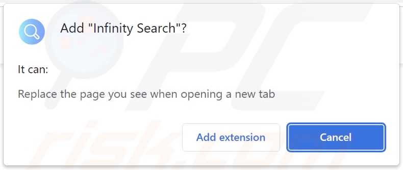 Infinity Search Browserentführer bittet um Berechtigungen