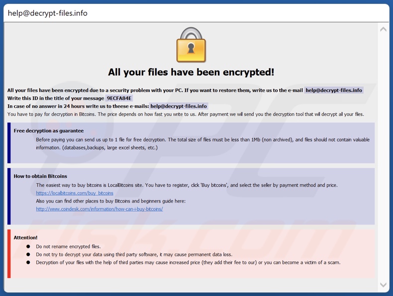 Like (Dharma) Ransomware Lösegeldforderung (Pop-up)