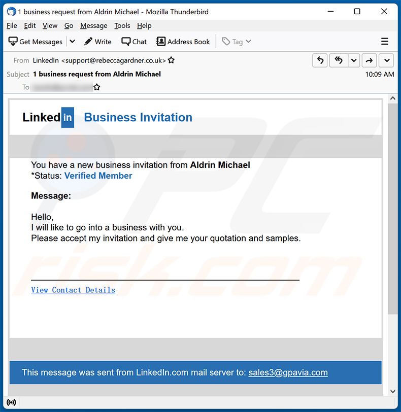 LinkedIn E-Mail-Betrug (2023-03-06)