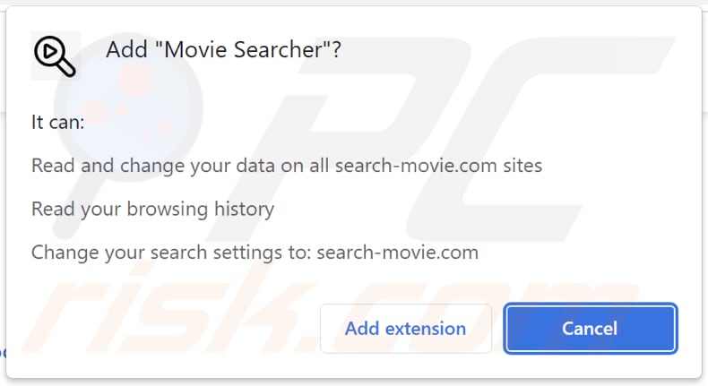 Movie Searcher Browserentführer bittet um Berechtigungen