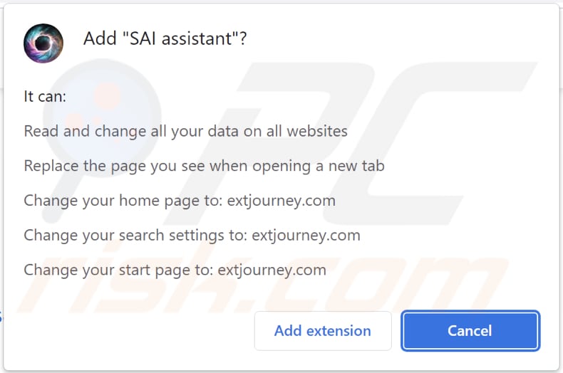 SAI assistant Browserentfüher bittet um Berechtigungen