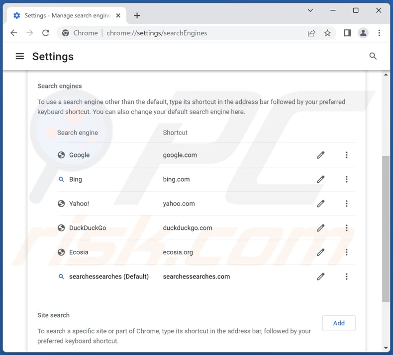 searchessearches.com von der Google Chrome Standardsuchmaschine entfernen