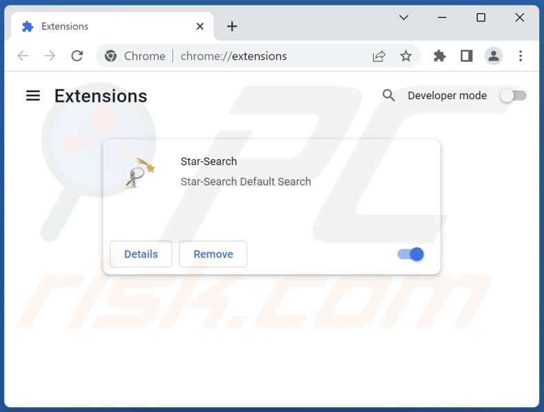 Mit star-search.xyz verwandte Google Chrome Erweiterungen entfernen
