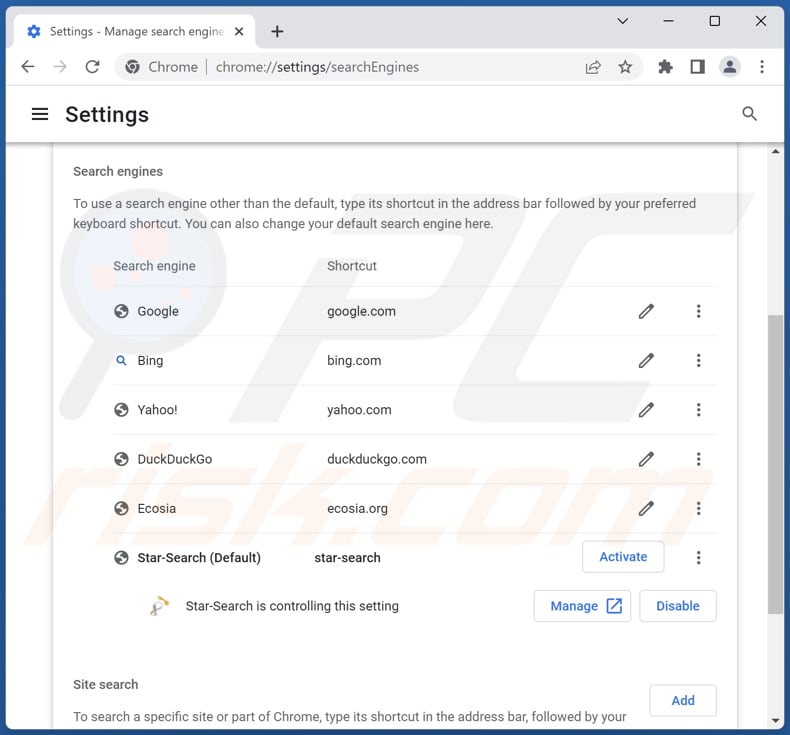 star-search.xyz von der Google Chrome Standardsuchmaschine entfernen