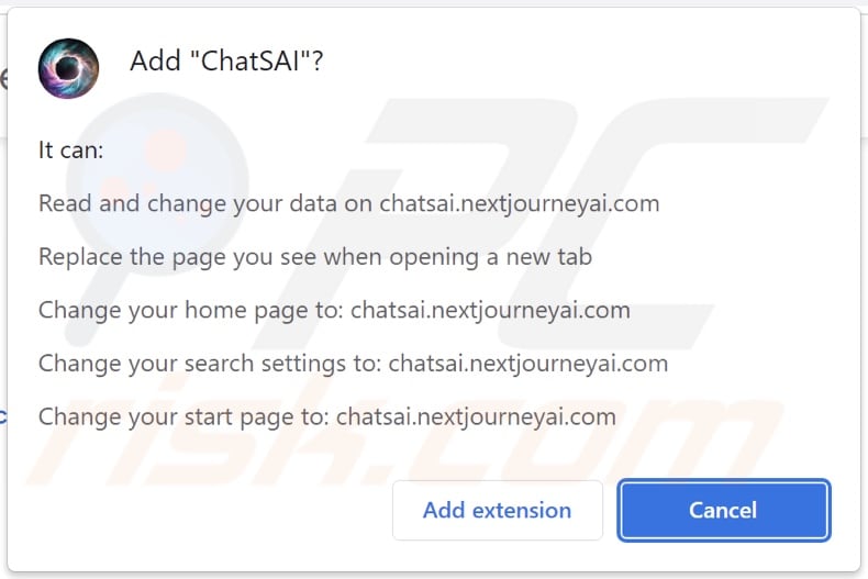 ChatSAI Browserentführer bittet um Berechtigungen