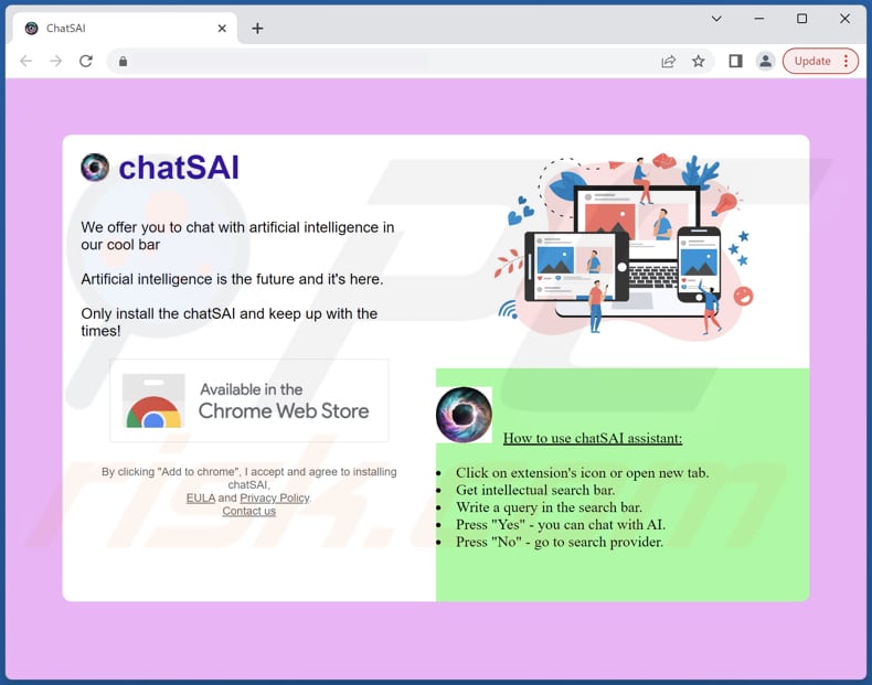 Webseite zur Förderung des ChatSAI Browserentführers